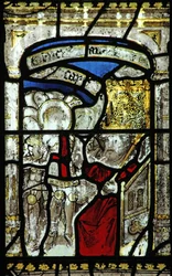 Ventana n6 que representa a San Jorge llevado ante el rey