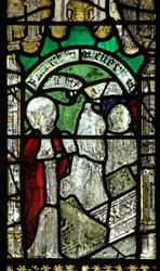 Ventana n6 que representa a San Jorge: la Virgen María lo restaura a la vida