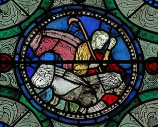 Ventana s16 que representa una escena pastoral
