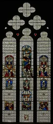 Ventana w36 que representa una ventana compuesta de paneles extranjeros e ingleses del siglo XIV y XVI