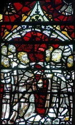 Ventana w3 que representa a Judas recibiendo la plata