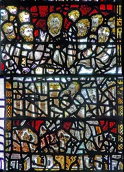 Ventana w3 que representa la Última Cena - inusualmente Judas está en primer plano