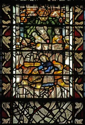 Ventana w58 que representa el nacimiento de Santo Tomás Becket