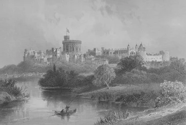 Castillo de Windsor, de The Gallery of Geography por Rev. Thomas Milner, publicado c.1880
