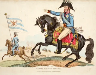 Wm Fred. Rey de Prusia, ilustración de Un Relato Histórico de la Batalla de Waterloo por William Mudford, 1816