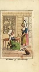 Mujeres de Normandía, Francia, en una cocina