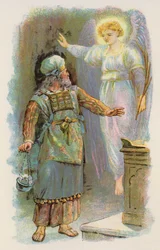 Zacarías y el ángel en el Templo (litografía en color)
