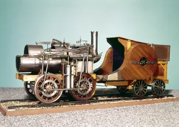Modelo a escala 1:10 de la primera locomotora construida por Marc Seguin (1786-1875) para el ferrocarril St. Etienne-Lyon