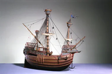 Modelo a escala 1:60 de una carraca flamenca de c.1480