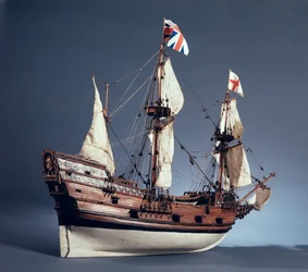 Modelo a escala 1:60 del Mayflower de 1620