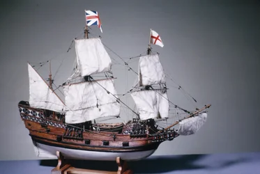 Modelo a escala 1:60 del Mayflower de 1620