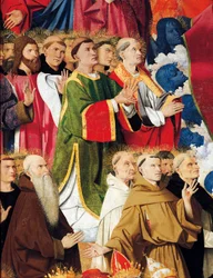 Órdenes religiosas y clero, detalle del Retablo de la Coronación de la Virgen de Enguerrand Quarton (hacia 1410-1466), temple sobre tabla