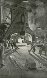 El martillo de vapor de 40 toneladas en funcionamiento en el Arsenal de Woolwich