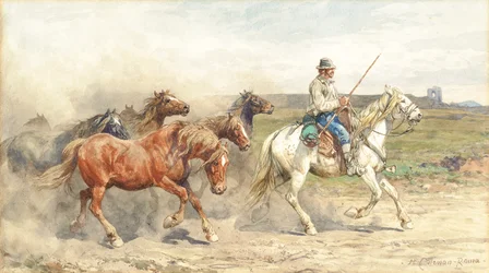 Conduciendo Caballos en la Campiña Romana