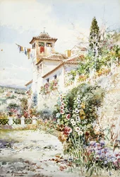 Una casa y jardín andaluces en verano