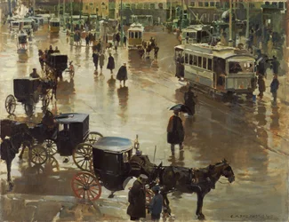 La Puerta del Sol, Madrid - Martínez Cubells, Enrique (1874-1947) - 1902 - Óleo sobre lienzo - 75x96,5 - Museo Carmen Thyssen, Málaga