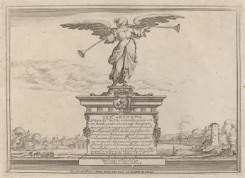 Página de dedicación con estatua de Fama