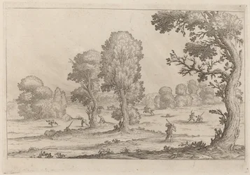 Hombres Luchando en un Paisaje