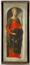 Santa Apolonia, columna derecha del altar de San Vicente Ferrier pintado para Bolonia por Francesco Cossa, acabado por Ercole di Roberti ...