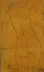 Desnudo femenino, vista trasera (xilografía)