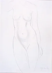 Torso (lápiz sobre papel pegado sobre cartulina)