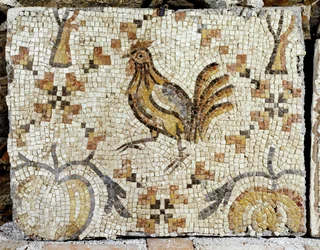 Un pato, detalle del pavimento de los baños de Tiberíades (mosaico)