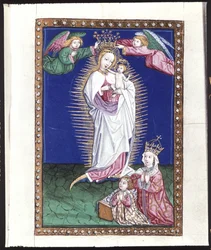 Página completa: miniatura: Virgen en aureola, c.1464 (temple sobre pergamino)