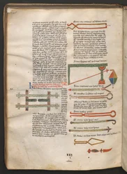 A toda página: texto y dibujos de instrumentos quirúrgicos