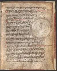 Página completa: texto y esquema: explicación del astrolabio, Johannes Hispanus, Liber Astrolabii, Italia