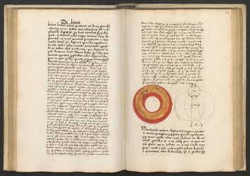Georg von Peurbach, Theoricae novae planetarum, Leipzig, después de 1505, c.1505 (dibujo a pluma y temple)