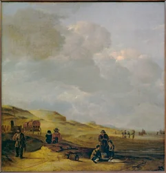 Les dunes avec pecheurs au premier plan - Dunas con pescadores en primer plano ...