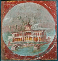 Medallón con una villa