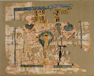 Tela pintada, del cementerio oriental de Deir el-Medina ...