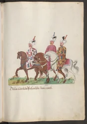 Personal de la embajada persa: Valets persas a caballo