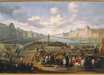 Vista de París con el Louvre, tomada desde el Puente Henri IV ...