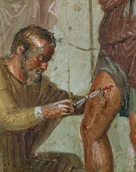 Eneas herido entre Venus y Ascanio (fresco)