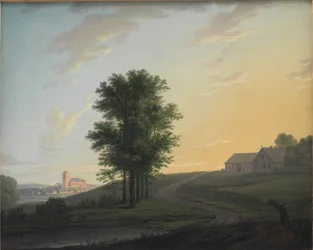 Paisaje vespertino cerca de Gentofte, al norte de Copenhague