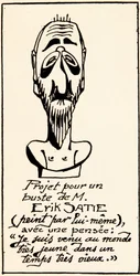 Proyecto de busto del compositor Erik Satie (1866-1925) por él mismo: 