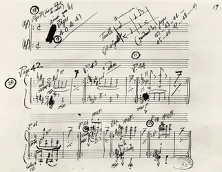 Manuscrito manuscrito de Parade, de Eric Alfred Leslie Satie (1866-1925), Francia