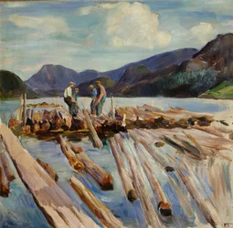 Transporte de troncos en Kviteseid (madera flotante)