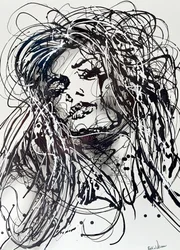 Mujer de tinta expresiva