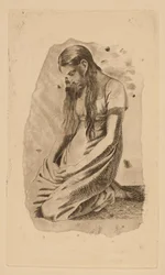 Joven arrodillada
