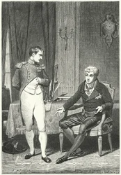 Discusión entre Napoleón y Metternich en Dresde