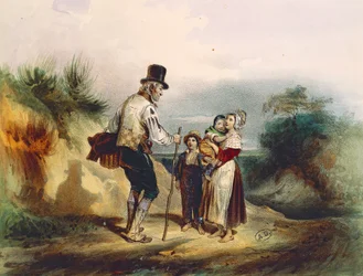 El atajo, ilustración de acuarela de Ernest Grenier para Los Miserables de Victor Hugo (1802-1885)