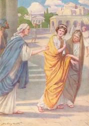 Verginius dejó a su hermosa joven hija Verginia al cuidado de su nodriza, c1912, 1912