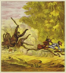 Los Hermanos Valientes perseguidos por gorilas enojados