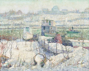 Boathouse, Winter, Harlem River, c.1916 (óleo sobre lienzo)