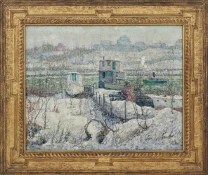 Casa de botes, invierno, río Harlem, c.1916