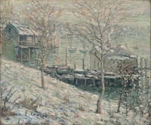 Escena de invierno en el río Harlem, c.1910