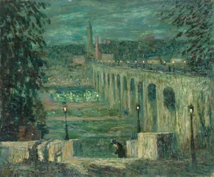High Bridge at Night, Nueva York, c.1910-1920 (óleo sobre lienzo)